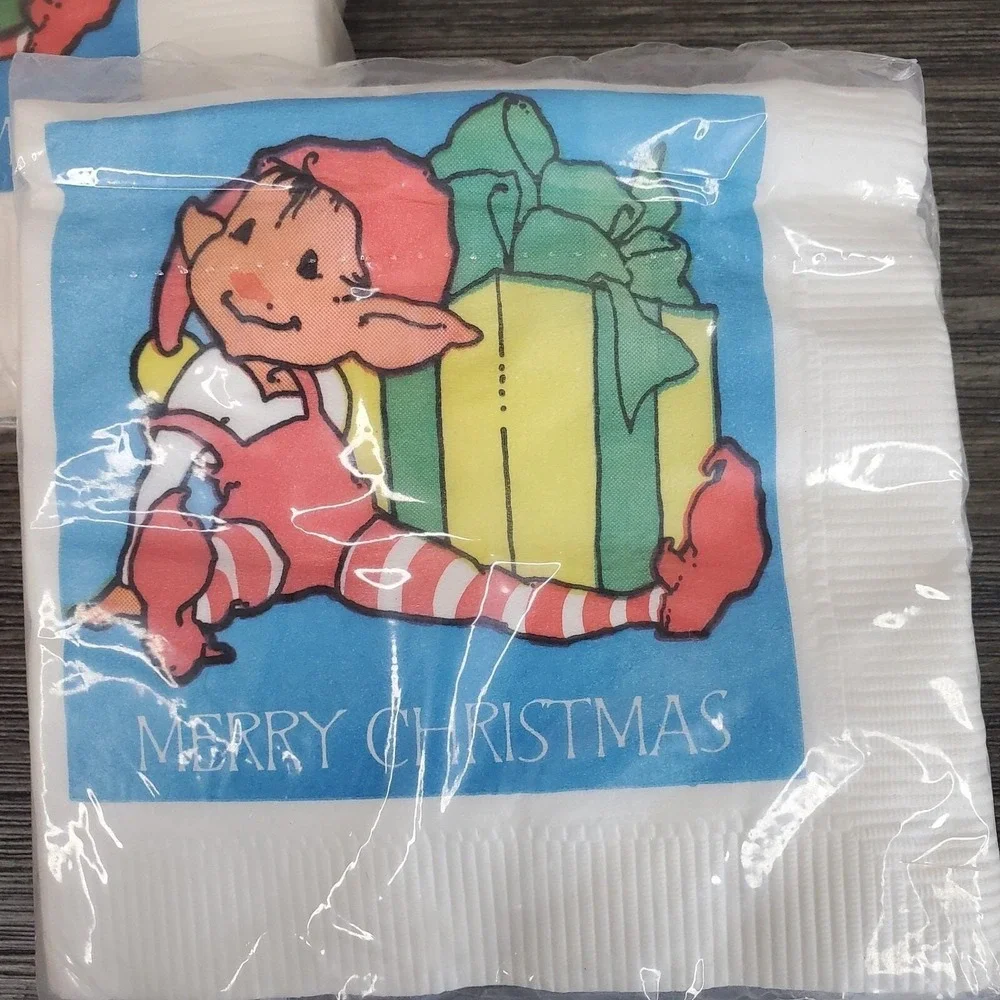 NOS Vintage 3-Ply American Greetings PIXIE ELF CHRISTMAS Napkins 16 Ct., 2 Packs